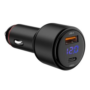 Cargador USB C PD 65 W / USB QC 18 W, para auto