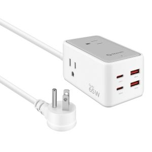 Cargador GaN USB C PD 65 W / USB QC 18 W con multicontactos